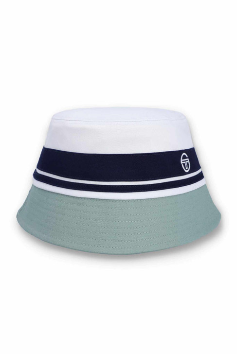 Sergio Tacchini Hat Mens Newsford Bucket Hat in White / Maritime / Lead Blue