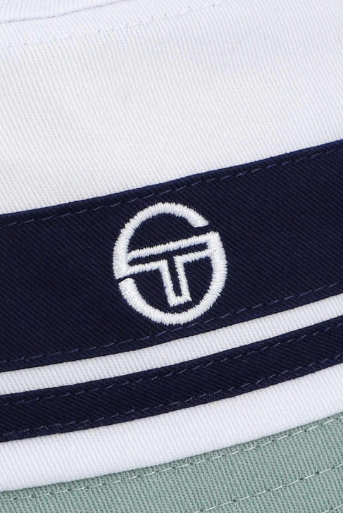 Sergio Tacchini Hat Mens Newsford Bucket Hat in White / Maritime / Lead Blue