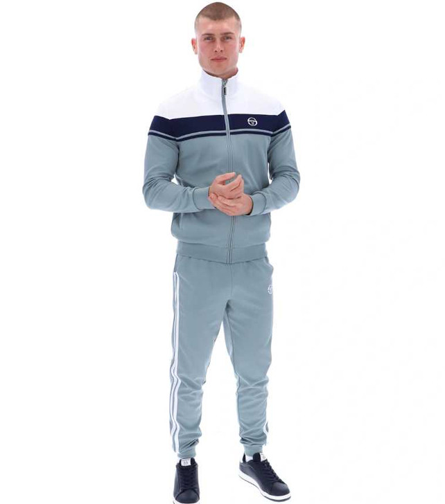 Sergio Tacchini Mens Tracksuit Damarindo Track Top and Bottoms in White / Maritime Blue / Lead