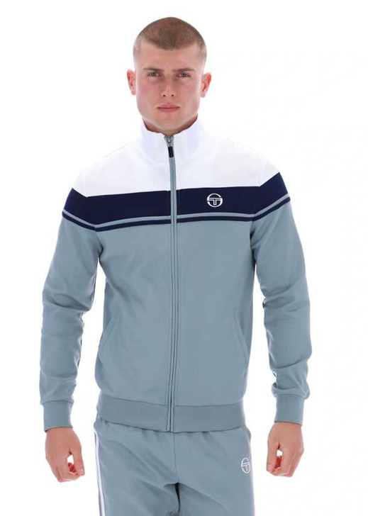 Sergio Tacchini Mens Damarindo Track Jacket in White / Maritime Blue / Lead