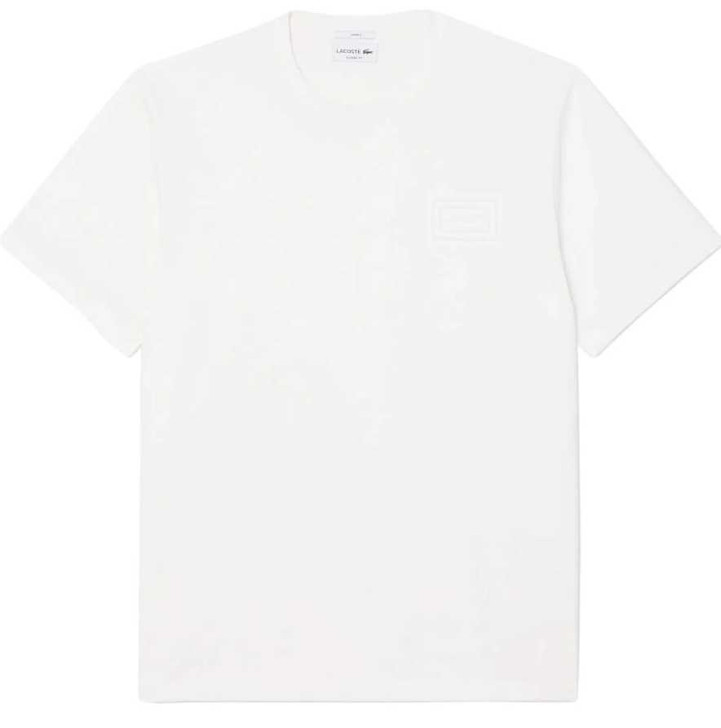 Lacoste Mens T-Shirt Embossed Branding Tee in White