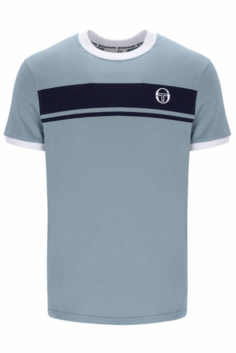 Sergio Tacchini Mens T-Shirt Master Crew Neck Tee in Lead / Maritime Blue
