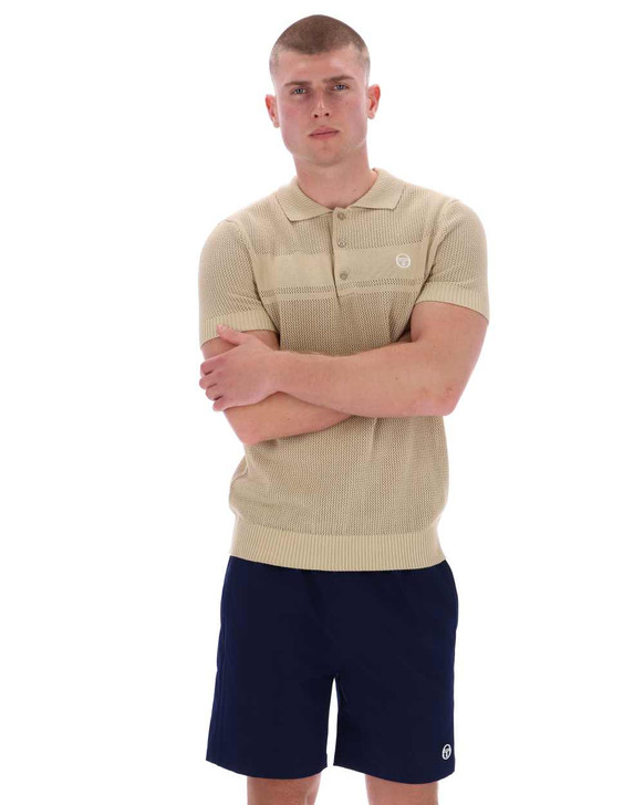 Sergio Tacchini Mens Knit Polo Shirt Sabino Top in Mojave Desert