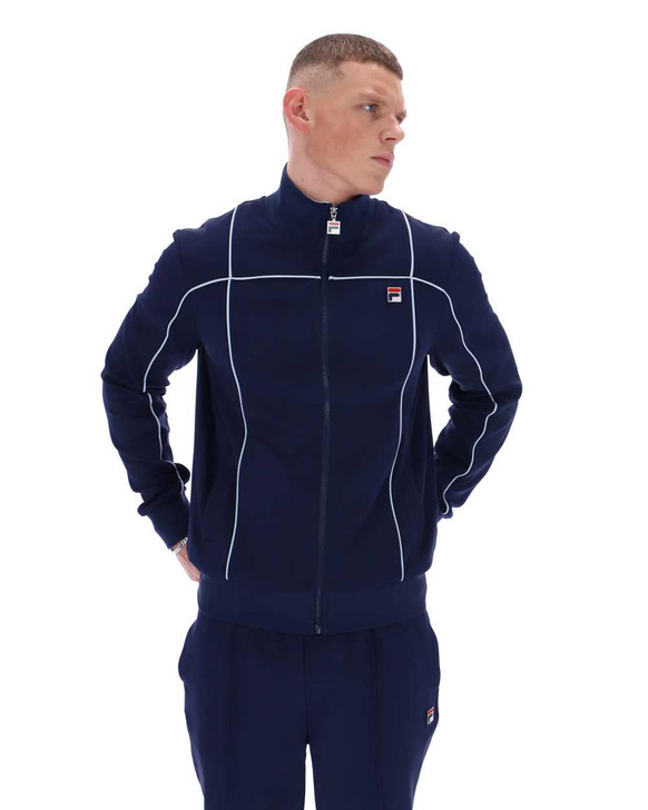 FILA Mens Track Top Armando Contrasting Piping Jacket in Fila Navy / Sky