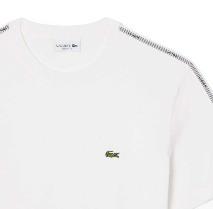 Lacoste Mens T-Shirt Stripe Band Tee in White