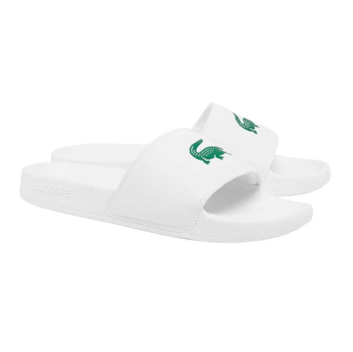 Lacoste Mens Sliders Serve Summer Slides in White / Green