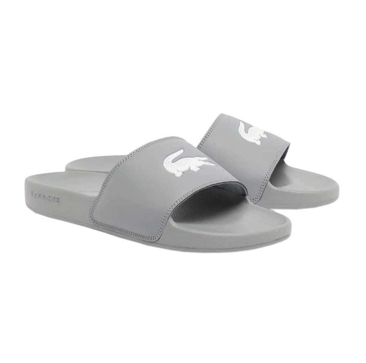 Lacoste Mens Sliders Serve Summer Slides in Grey / White