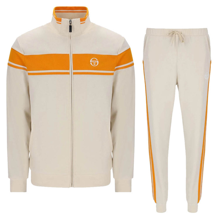 Sergio Tacchini Mens Tracksuit Damarindo Track Top and Bottoms in Sandshell / Orange