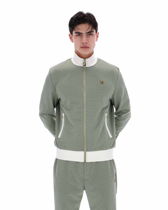 FILA Mens Track Top Mathers Herringbone Track Jacket in Sea Foam / Coconut Milk