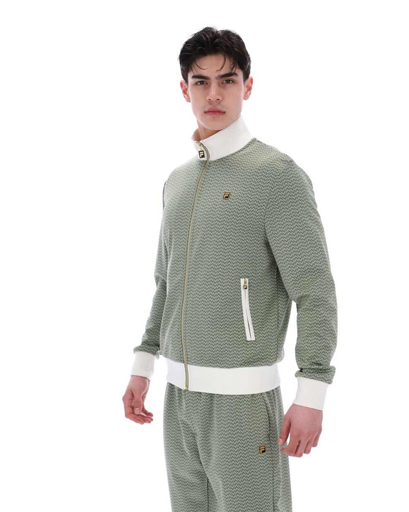 FILA Mens Track Top Mathers Herringbone Track Jacket in Sea Foam / Coconut Milk