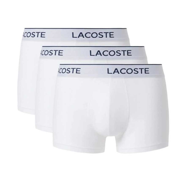 Lacoste Mens 3 Pack Boxer Shorts Cotton Stretch in White