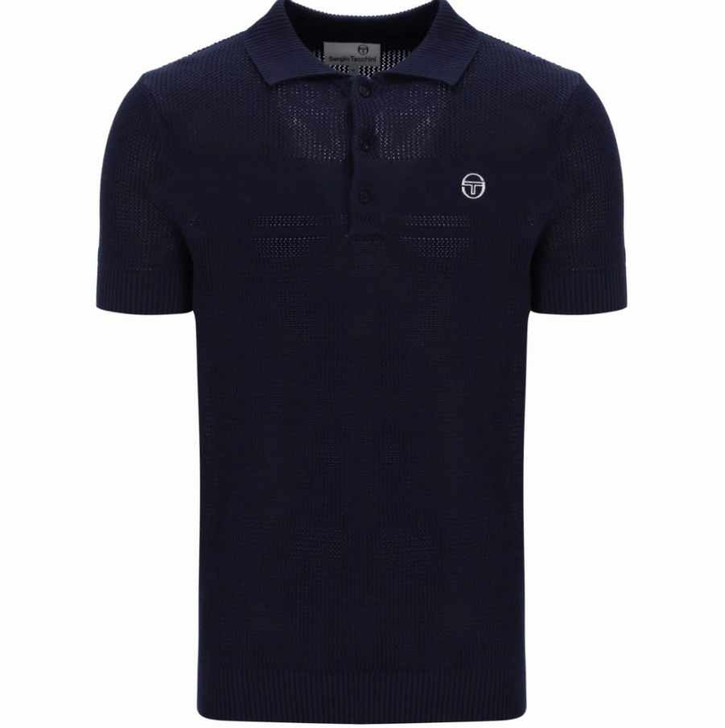 Sergio Tacchini Mens Knit Polo Shirt Sabino Top in Maritime Blue