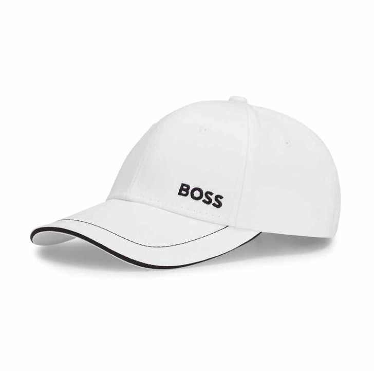 Boss Cap Mens Hugo Boss Contrast Trims Cotton Hat in White