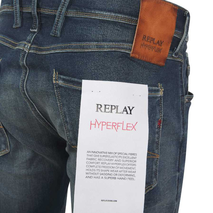 Replay Mens Jeans Hyperflex Anbass Slim Fitted Jean in Dark Blue