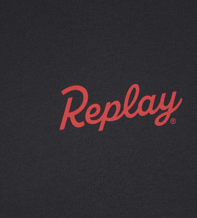 Replay Mens T-Shirt Logo Print Tee in Dark Navy Blue