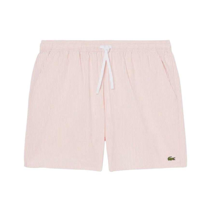 Lacoste Swim Shorts Mens Striped Mid Length Short in Rose