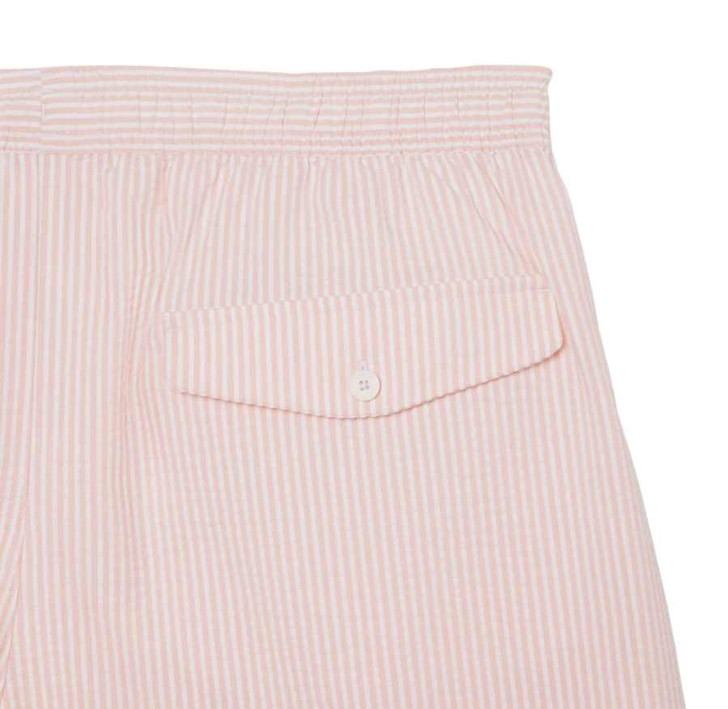 Lacoste Swim Shorts Mens Striped Mid Length Short in Rose