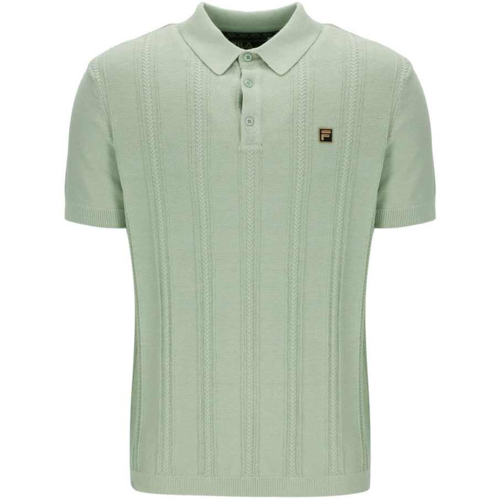 Fila Mens Polo Shirt Barns Cable Knitted Polo in Sea / Foam