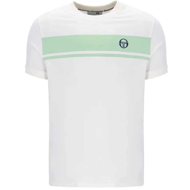 Sergio Tacchini Mens T-Shirt Master Tee in Gardenia / Quiet Green