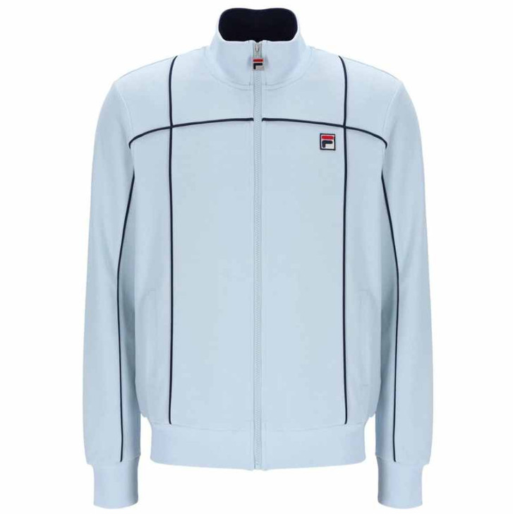FILA Mens Track Jacket Armando Contrasting Piping Track Top in Skyway / Fila Navy Blue