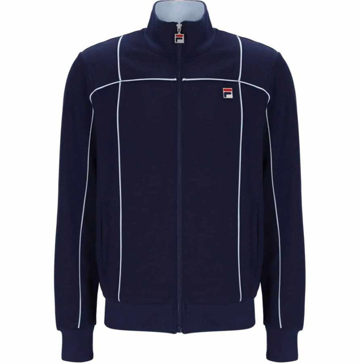 FILA Mens Track Jacket Armando Contrasting Piping Track Top in Fila Navy Blue / Skyway