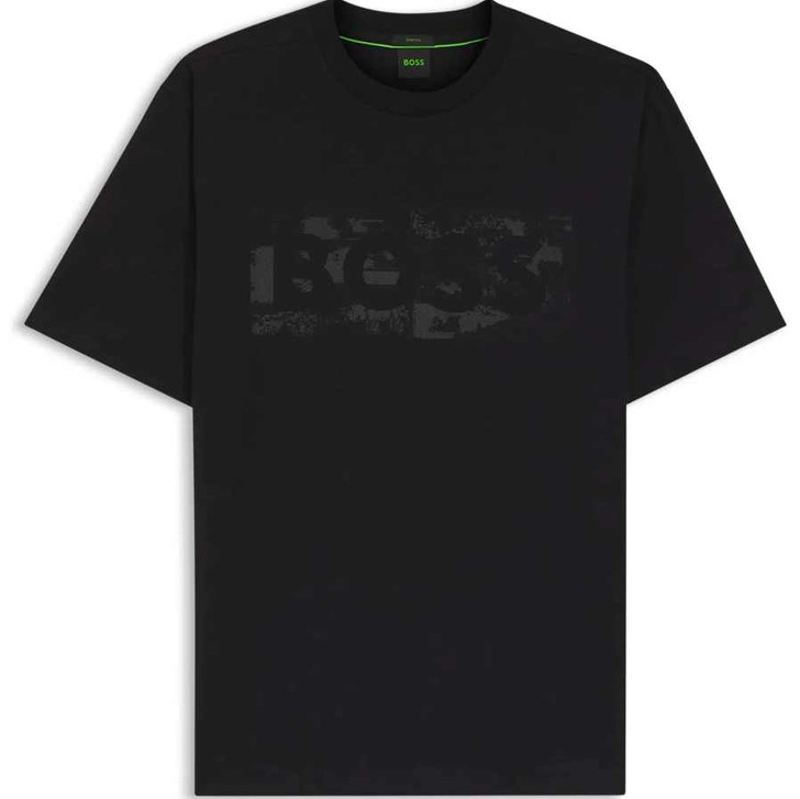BOSS Mens T-Shirt Hugo Boss TS Globe Logo Pattern Tee in Black