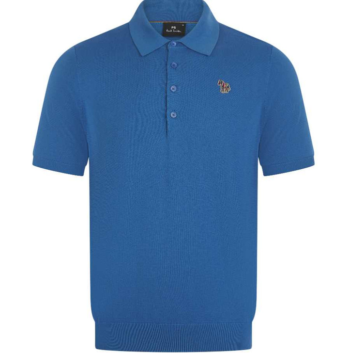 Paul Smith Mens Polo Shirt Knit Short Sleeved Polo in Blue