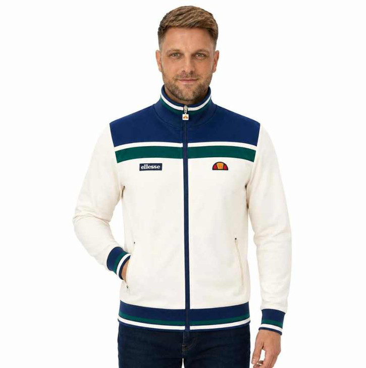 Ellesse Vignola Track Top Mens Tracksuit Jacket in Ecru / Navy