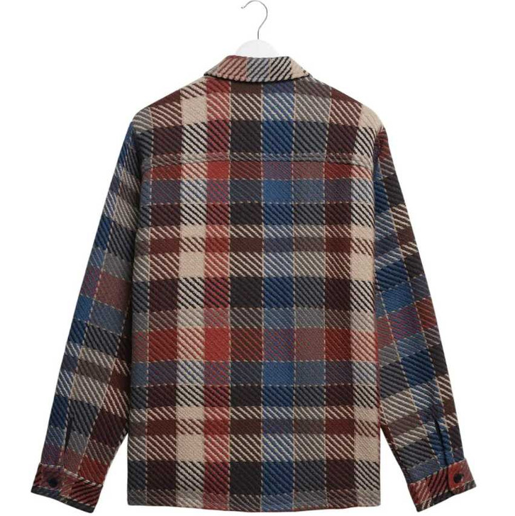 Wax London Mens Overshirt Whiting Shirt in Pike Check Rust Multi