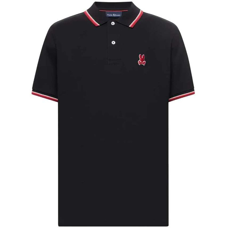 Psycho Bunny Polo Shirt Mens Ridge Pique in Black