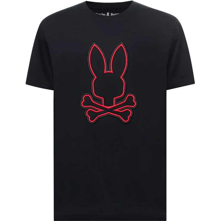 Psycho Bunny T-Shirt Mens Sayer Bunny Graphic Tee in Black