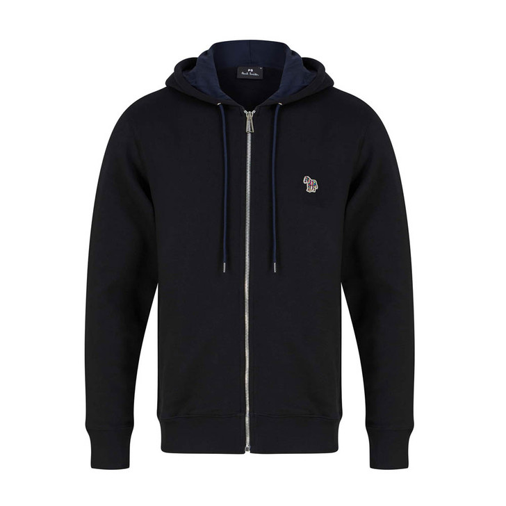 Paul Smith Zebra Badge Full Zip Hoodie in Black