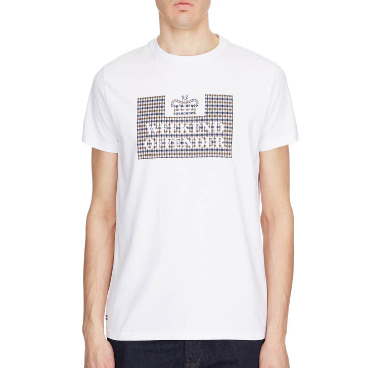 Weekend Offender Mens T-Shirt Shevchenko Check Tee in White