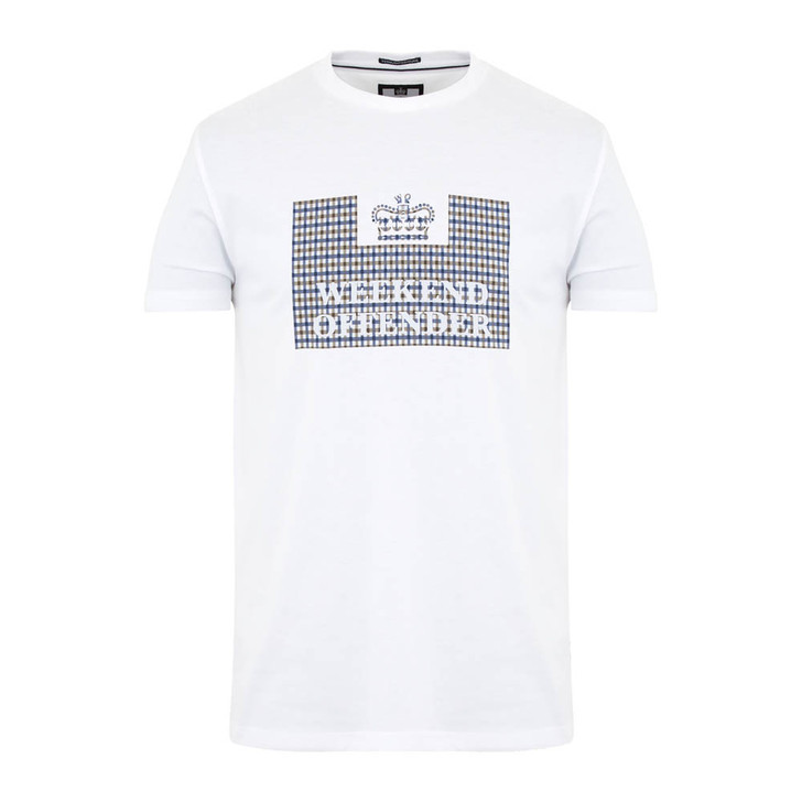 Weekend Offender Mens T-Shirt Shevchenko Check Tee in White