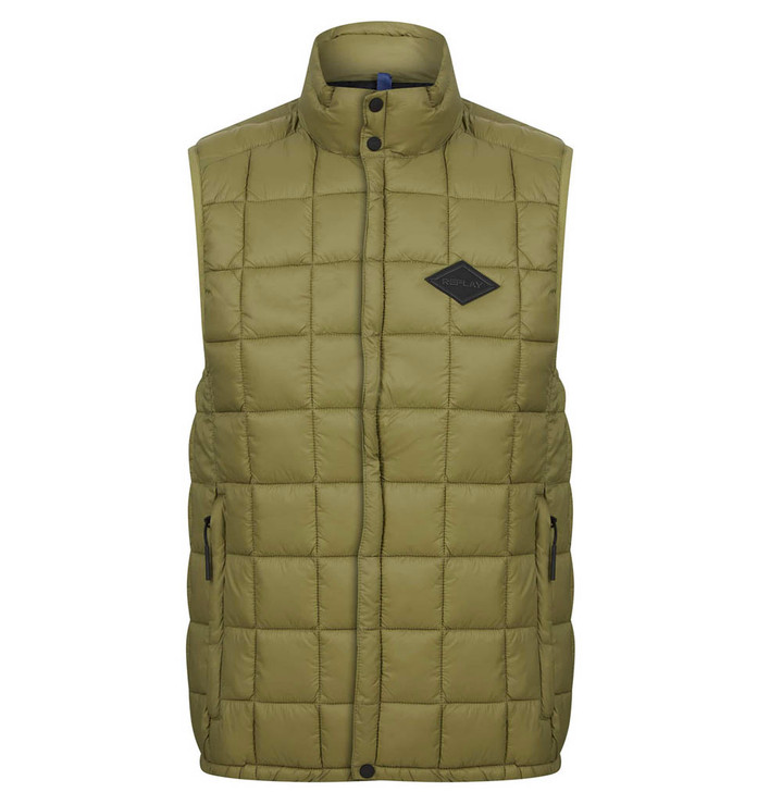 Replay Mens Gilet Recycled Nylon in Green