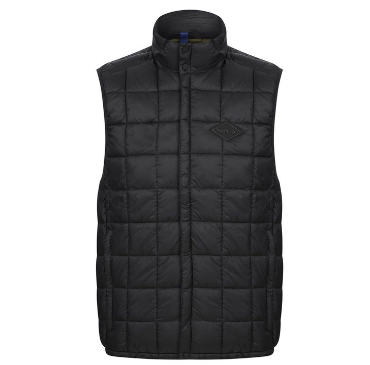 Replay Mens Gilet Recycled Nylon in Black