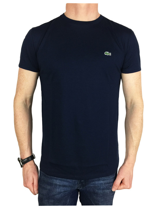 Lacoste Mens S/S Logo Branded T-Shirt in Navy Blue