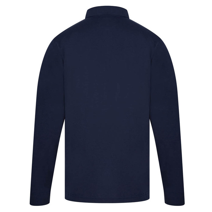 Sunspel Jersey Loop Long Sleeve Polo Shirt in Navy