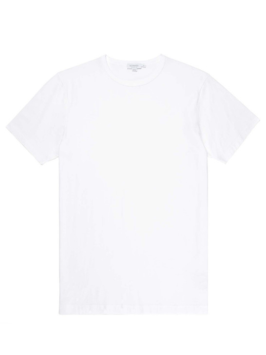 Sunspel Mens Cotton T-Shirt in White