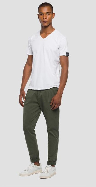 Replay Deconstructed V Neck T-Shirt in White