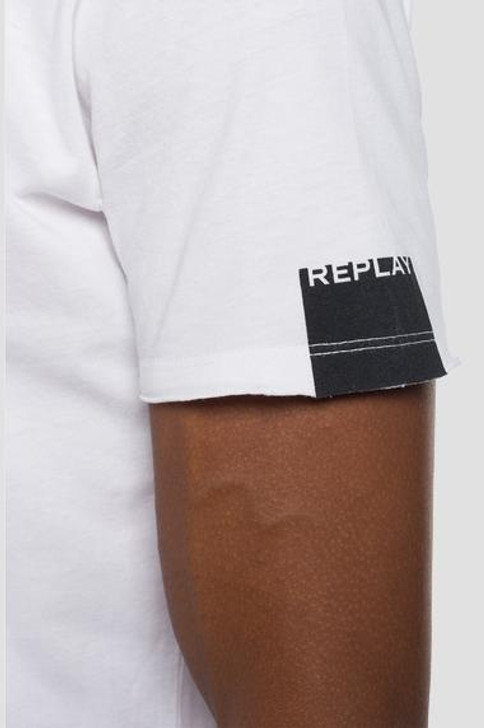 Replay Deconstructed V Neck T-Shirt in White