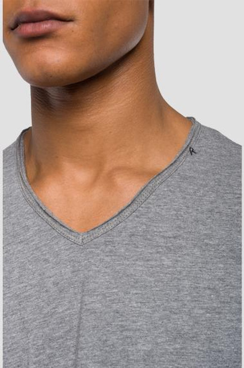 Replay Deconstructed V Neck T-Shirt in Grey