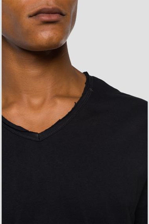 Replay Deconstructed V Neck T-Shirt in Black