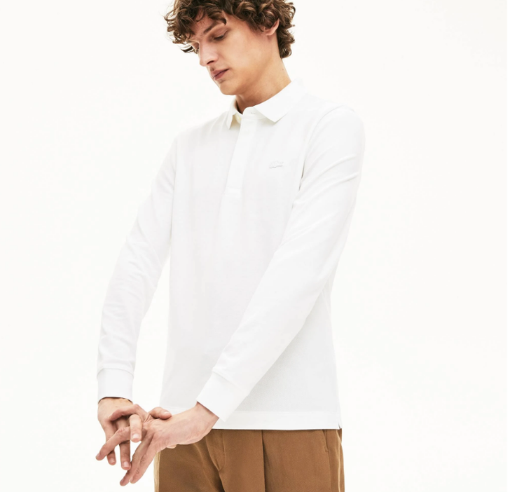 Lacoste Paris Polo Long Sleeve in White
