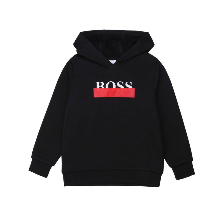 Hugo Boss Kids Logo Branded Hoodie in Black