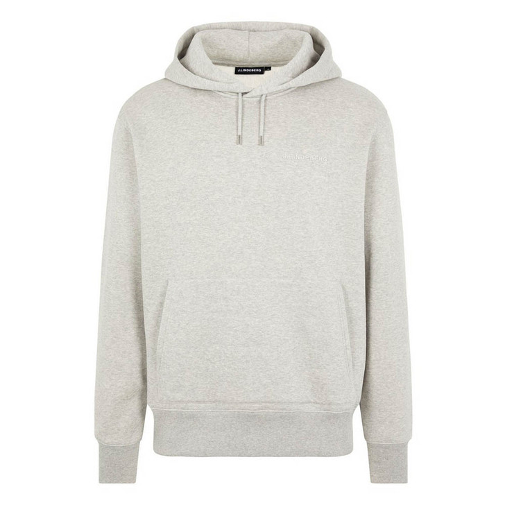 J Lindeberg Chip Pocket Hoodie in Stone Grey Melange