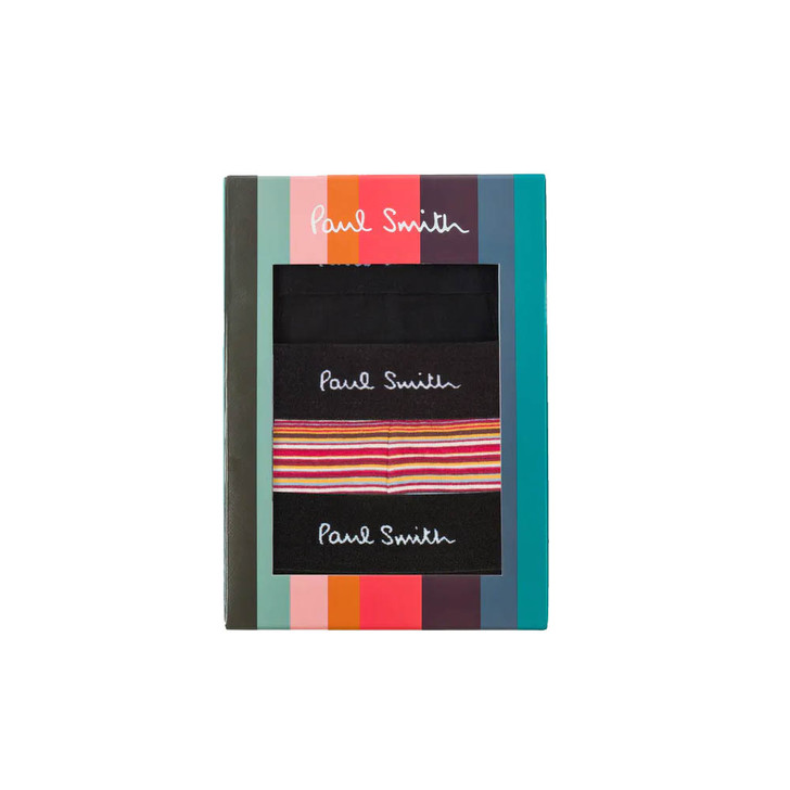 Paul Smith Mens 3 Pack Boxer Shorts in Black Stripe