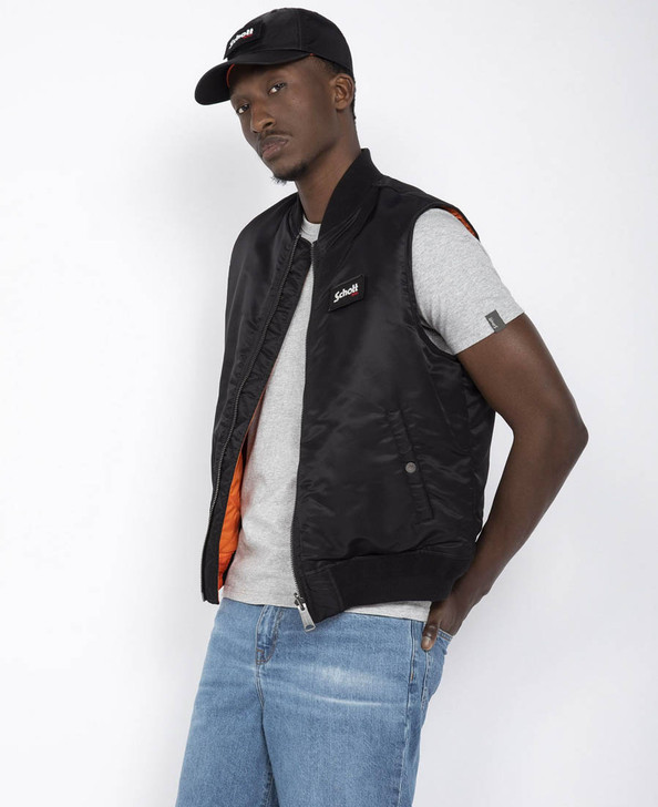 Schott Mens Gilet MA-1 Bomber Vest in Black