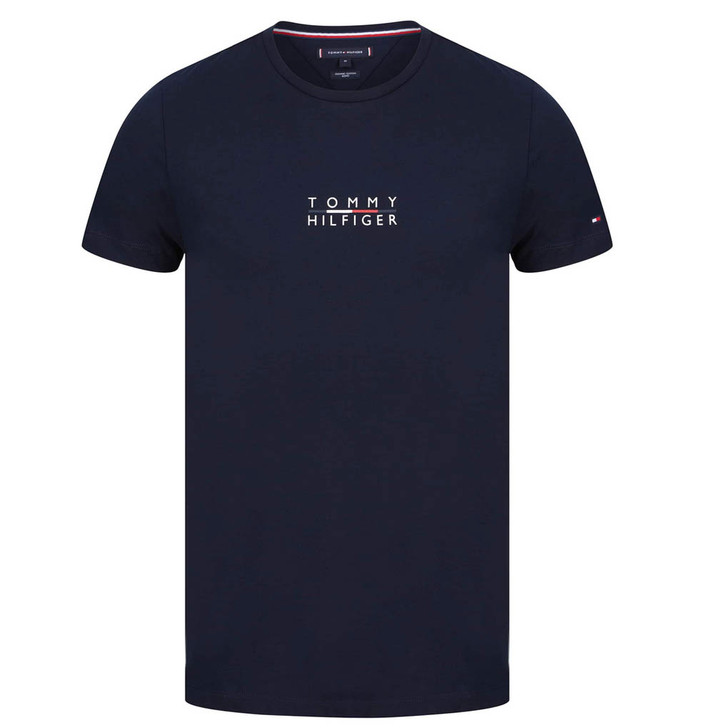 Tommy Hilfiger Mens T-Shirt Square Logo Tee in Desert Sky Navy