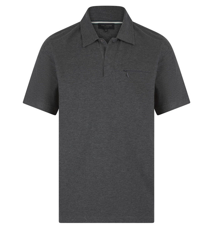 Ted Baker Polo Shirt Wave Knit Polo in Grey Marl